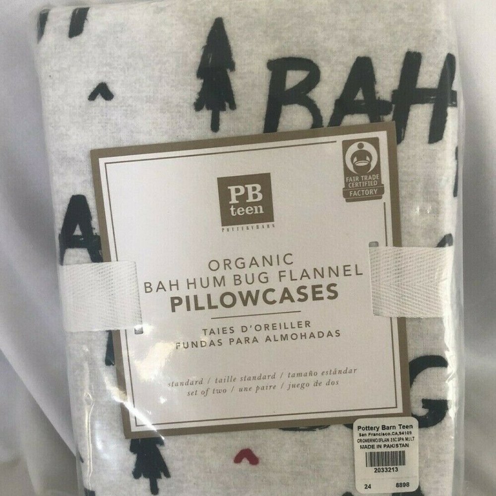 PBT Bah Hum Bug Flannel Pillowcases Set of 2 NWT